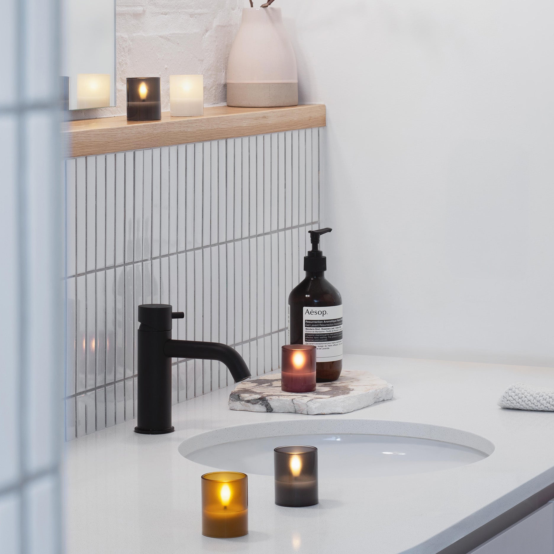 LED Glas-Kerze Hurricane 2 Stk 4,7 x 5,7 cm vanilla